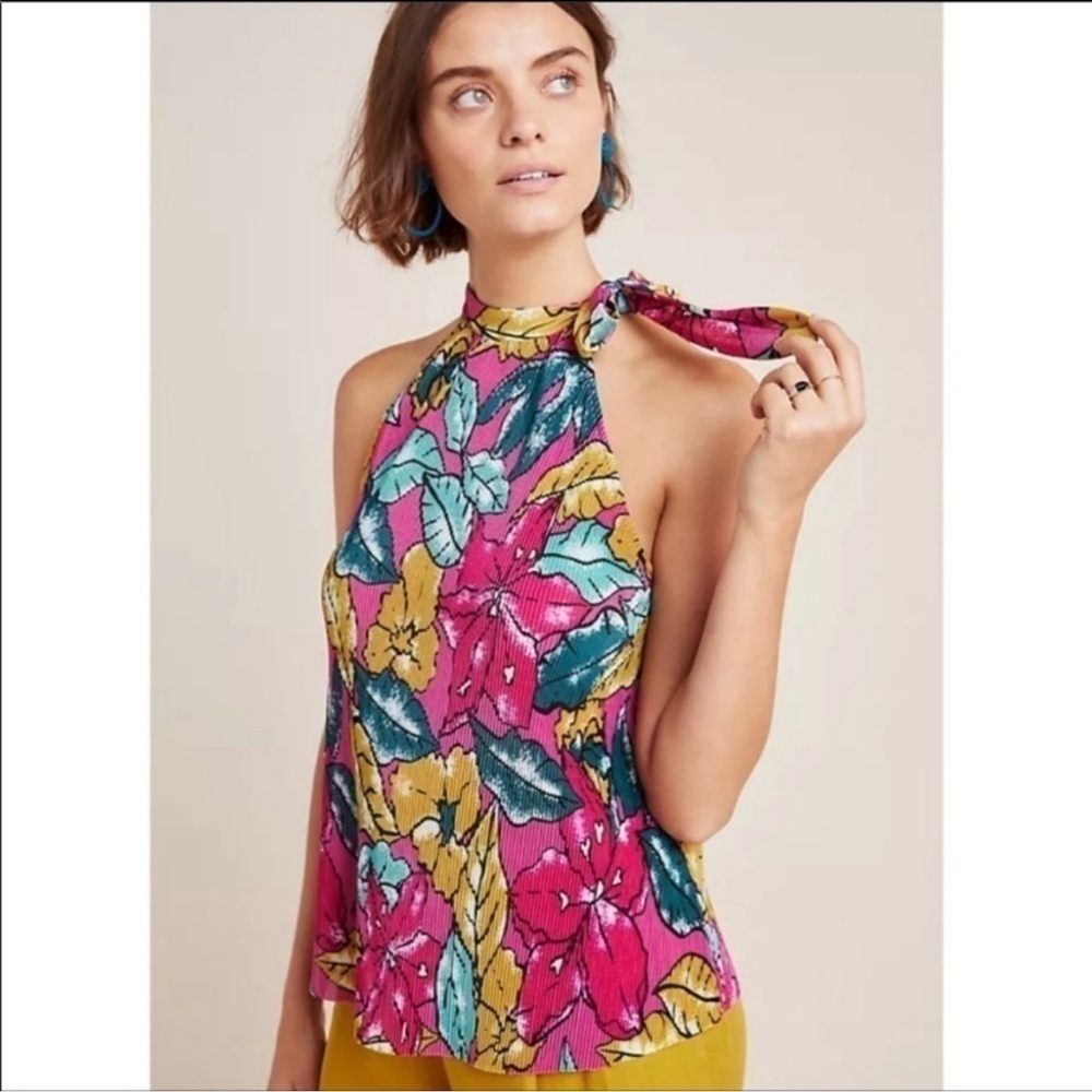 Maeve Anthropologie Glocester Floral Pleated Blouse - Picture 1 of 7